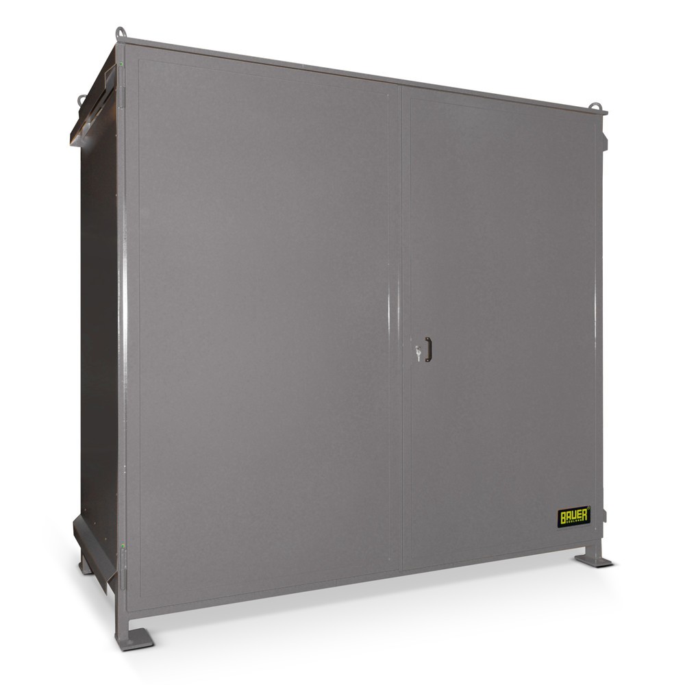 Produktabbildung: Bauer® Regalcontainer für 6x EP / 4x CP3, 2 Ebenen, 2 Flügeltüren, mausgrau