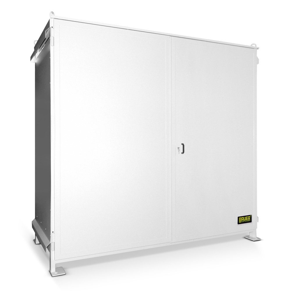 Produktabbildung: Bauer® Regalcontainer für 6x EP / 4x CP3, 2 Ebenen, 2 Flügeltüren, grauweiß