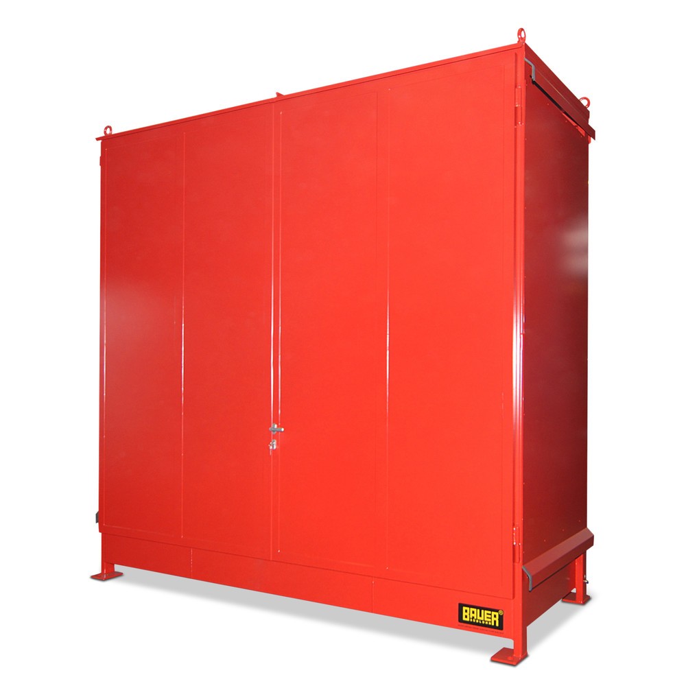 Produktabbildung: Bauer® Regalcontainer für 6x KTC/IBC, 2 Ebenen, 2 Flügeltüren, feuerrot