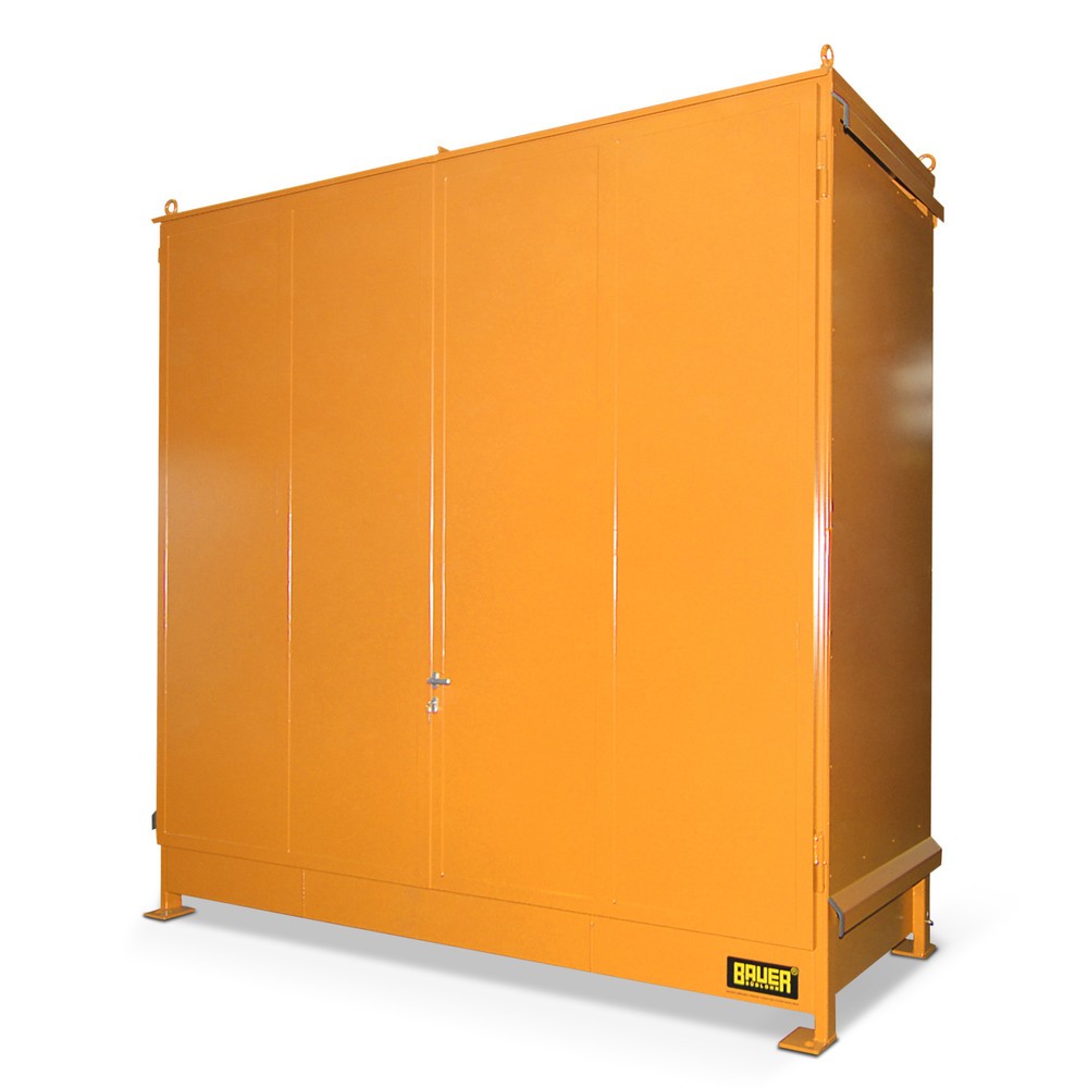 Produktabbildung: Bauer® Regalcontainer für 6x KTC/IBC, 2 Ebenen, 2 Flügeltüren, gelborange
