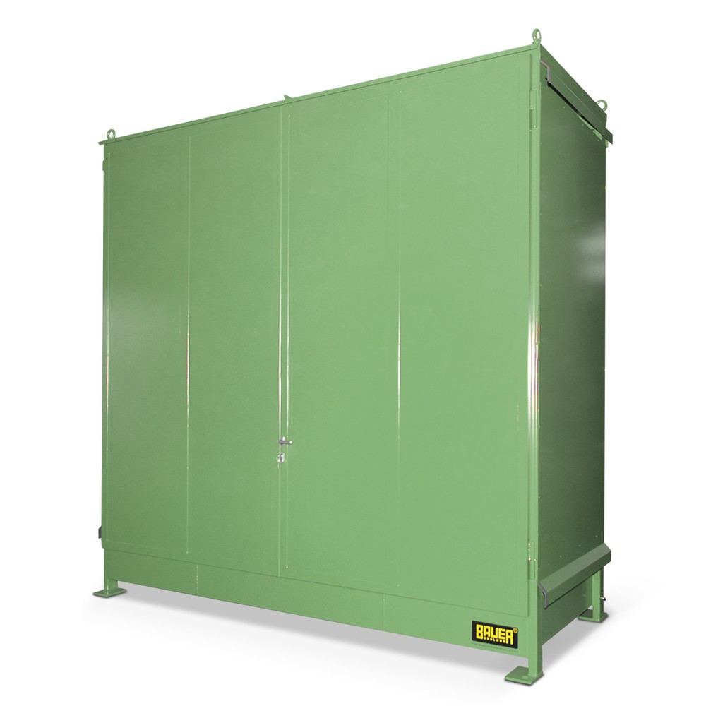Produktabbildung: Bauer® Regalcontainer für 6x KTC/IBC, 2 Ebenen, 2 Flügeltüren, resedagrün