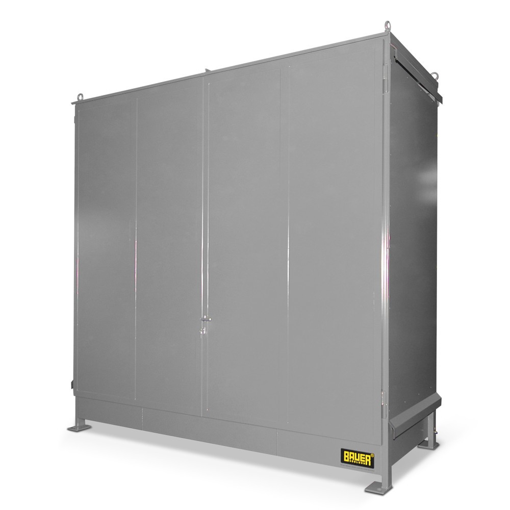 Produktabbildung: Bauer® Regalcontainer für 6x KTC/IBC, 2 Ebenen, 2 Flügeltüren, mausgrau