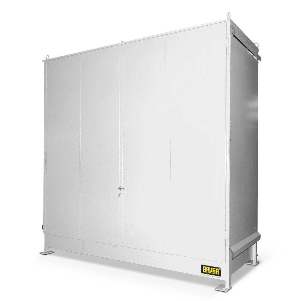 Produktabbildung: Bauer® Regalcontainer für 6x KTC/IBC, 2 Ebenen, 2 Flügeltüren, grauweiß