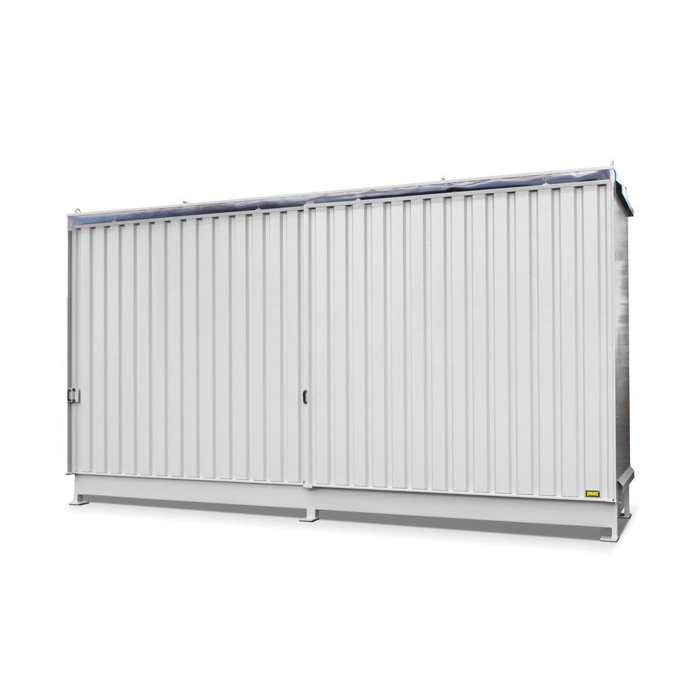 Produktabbildung: Bauer® Regalcontainer für 8x KTC/IBC, 2 Ebenen, 2 Schiebetüren, grauweiß