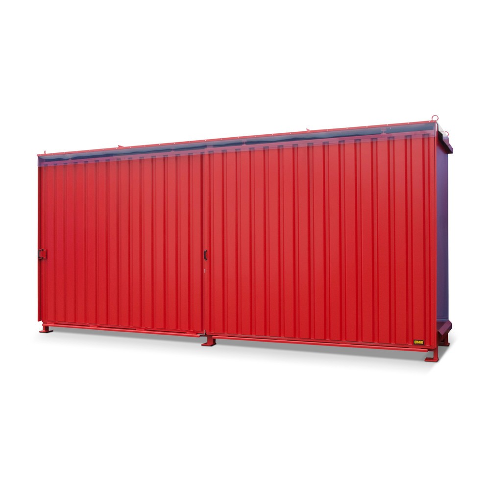Produktabbildung: Bauer® Regalcontainer für 8x KTC/IBC, 2 Ebenen, 2 Schiebetüren, Führungsschiene, feuerrot