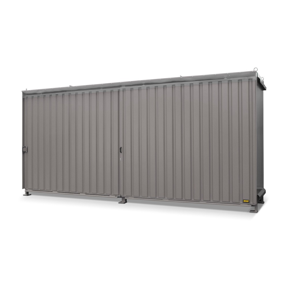 Produktabbildung: Bauer® Regalcontainer für 8x KTC/IBC, 2 Ebenen, 2 Schiebetüren, Führungsschiene, mausgrau