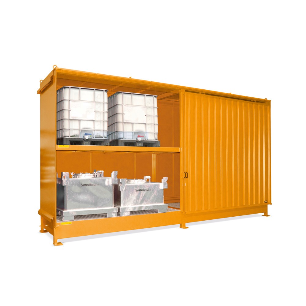 Produktabbildung Nr. 2: Bauer® Regalcontainer für 8x KTC/IBC, 2 Ebenen, 2 Schiebetüren, Führungsschiene, grauweiß