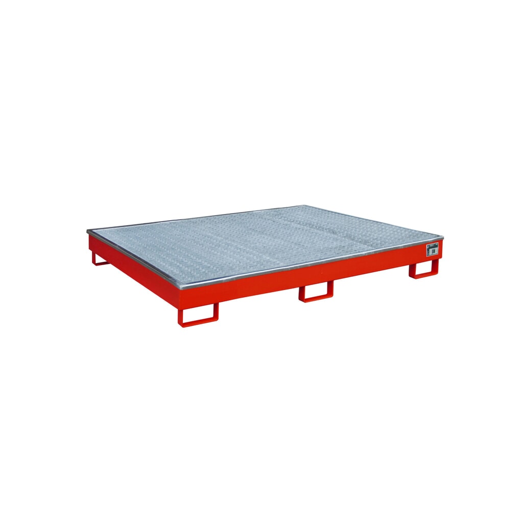 Bauer® Regal-Auffangwanne aus Stahl mit PE-Einsatz RW-GR 1800 PE, lackiert, Feuerrot Produktabbildung: Bauer® Regal-Auffangwanne aus Stahl mit PE-Einsatz RW-GR 1800 PE, lackiert, Feuerrot