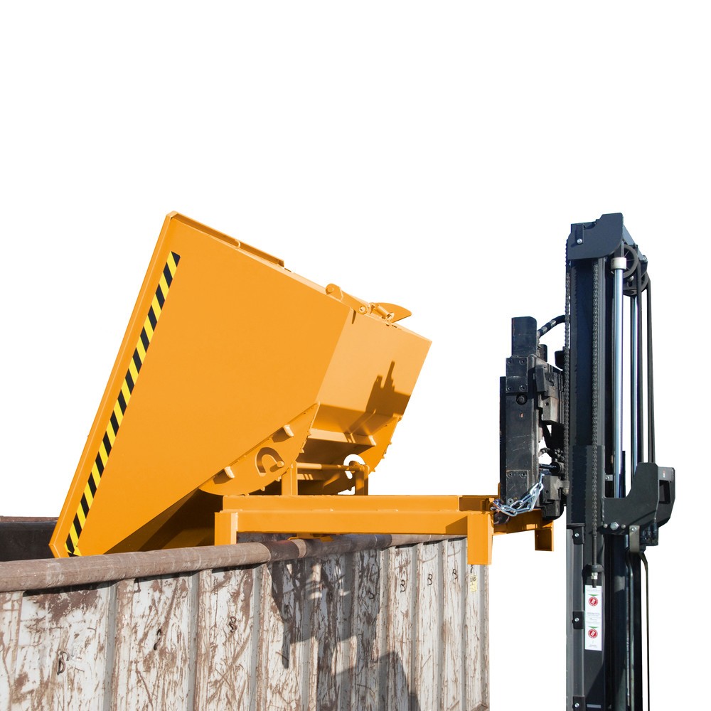 Produktabbildung Nr. 4: Bauer® Schwerlast-Kippbehälter, Tragkraft 4.000 kg, lackiert, Volumen 0,6 m³, RAL 2000 gelborange