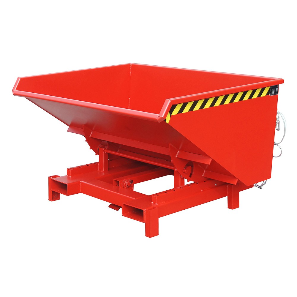 Produktabbildung: Bauer® Schwerlast-Kippbehälter, Tragkraft 4.000 kg, lackiert, Volumen 0,9 m³, RAL 3000 feuerrot