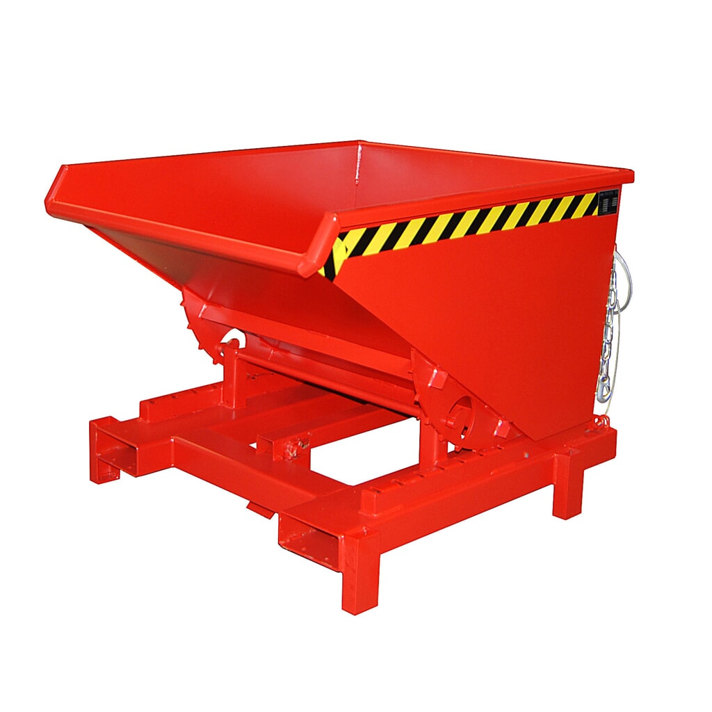 Produktabbildung: Bauer® Schwerlast-Kippbehälter, Tragkraft 4.000 kg, lackiert, Volumen 0,6 m³, RAL 3000 feuerrot
