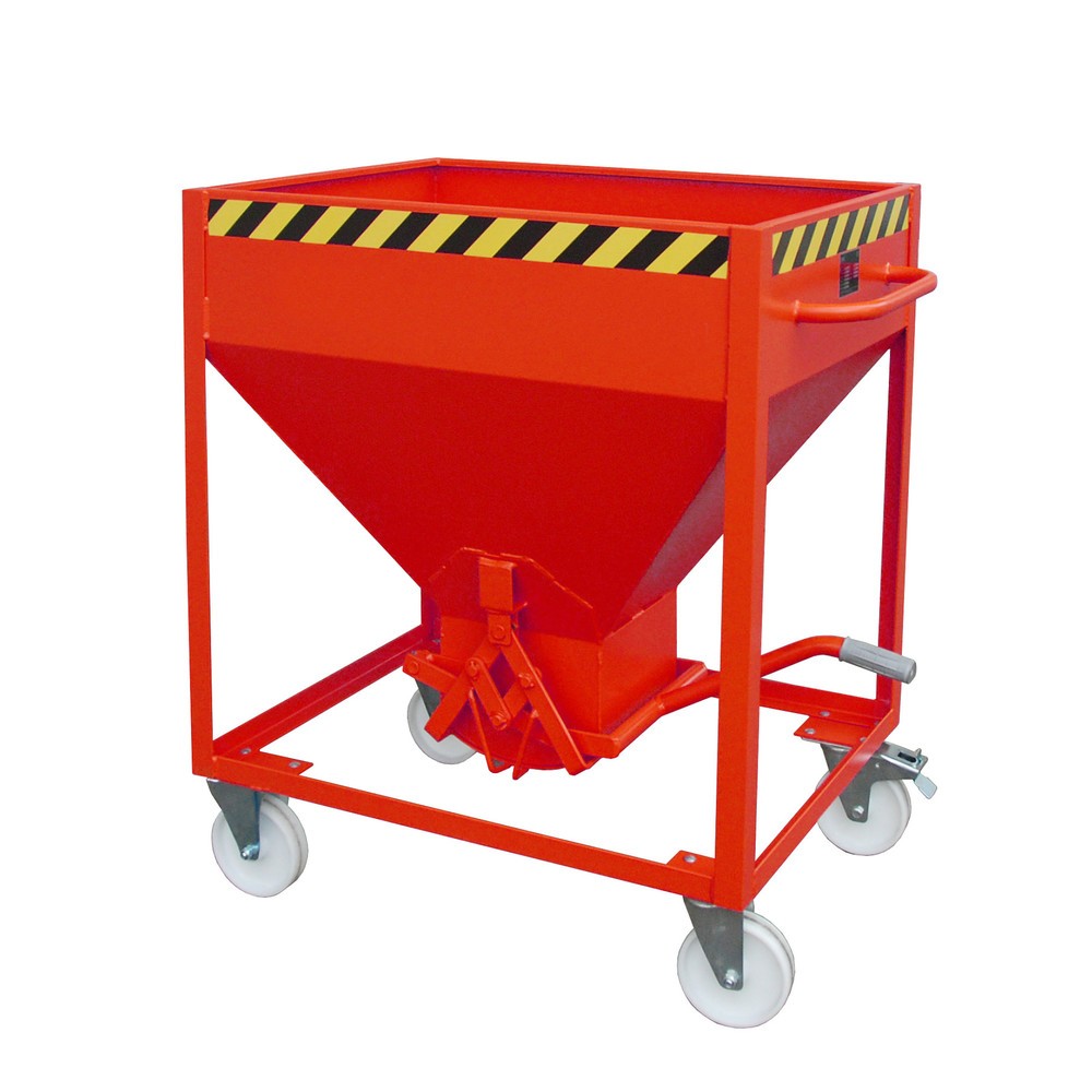 Produktabbildung: Bauer® Silobehälter, mit Scherenverschluss + Rollen, lackiert, Volumen 0,375 m³, RAL 3000 feuerrot