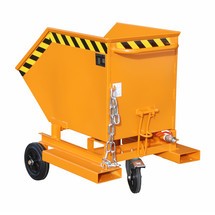 Produktabbildung Nr. 1: Bauer® Späne-Kippbehälter, ebenerdige Entlademöglichkeit, lackiert, Volumen 0,25 m³, mit Einfahrtaschen, RAL 2000 gelborange