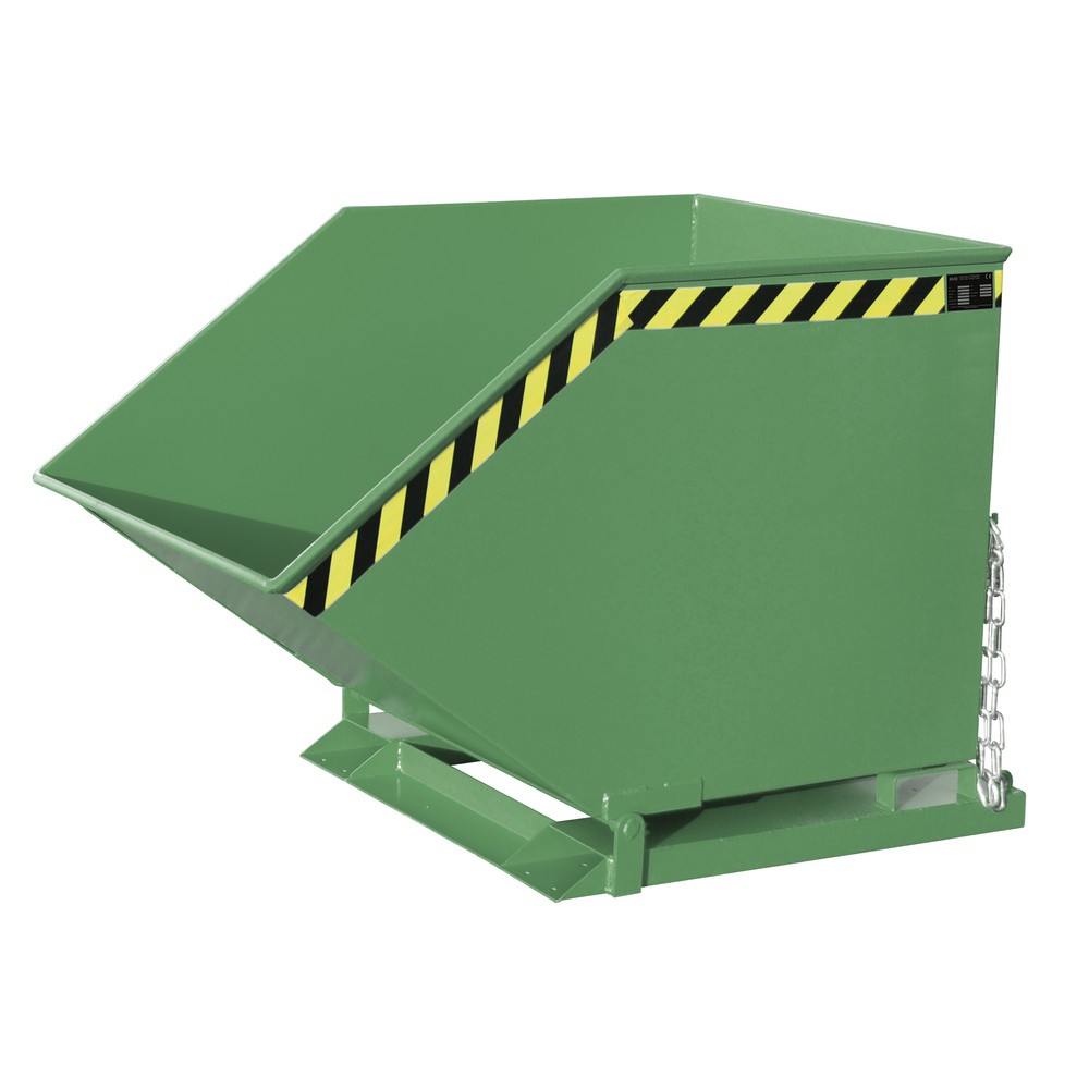 Produktabbildung: Bauer® Späne-Kippmulde, kastenförmige Mulde, lackiert, Volumen 0,8 m³, RAL 6011 resedagrün