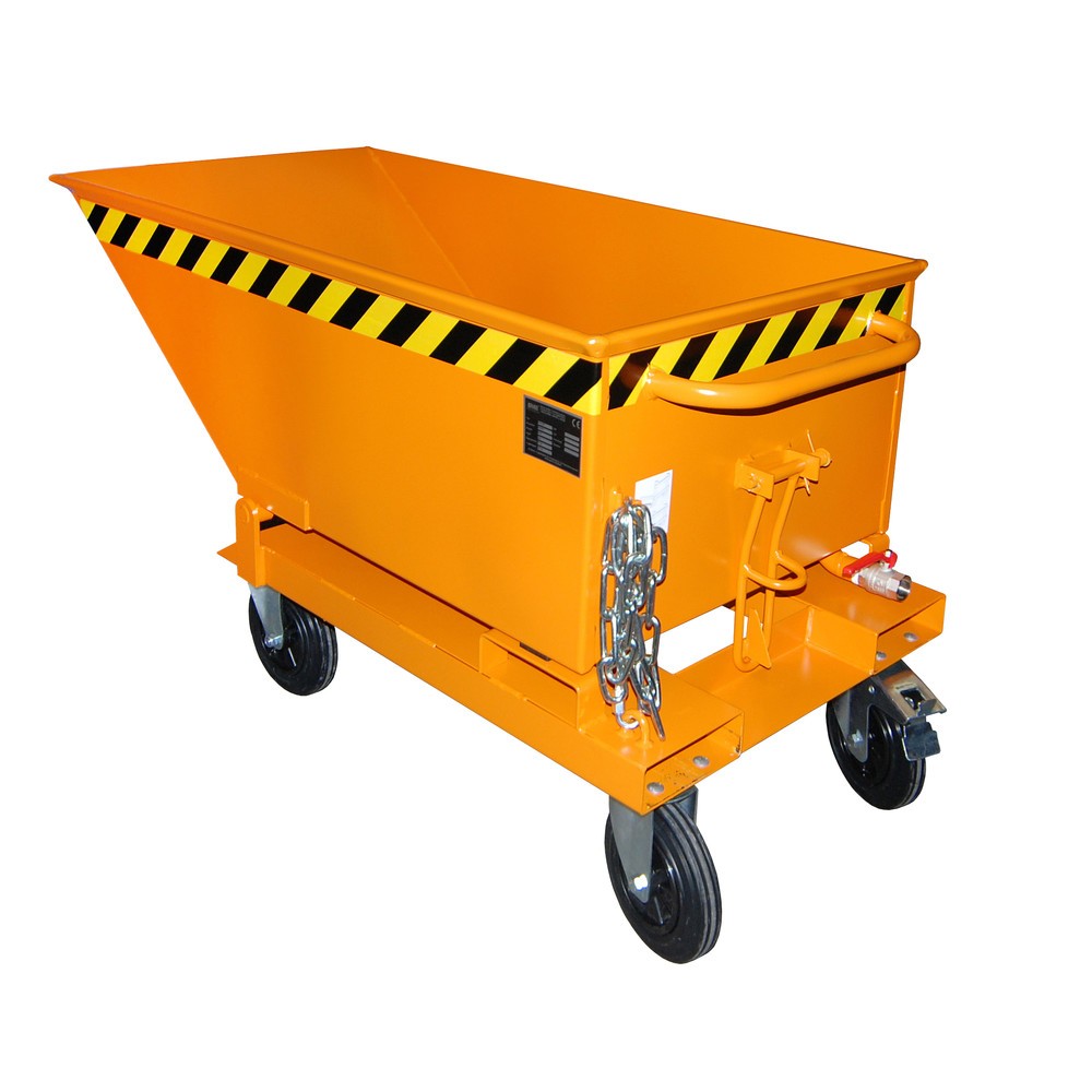 Produktabbildung: Bauer® Späne-Kippmulde, niedrige Mulde, lackiert, Volumen 0,25 m³, RAL 2000 gelborange
