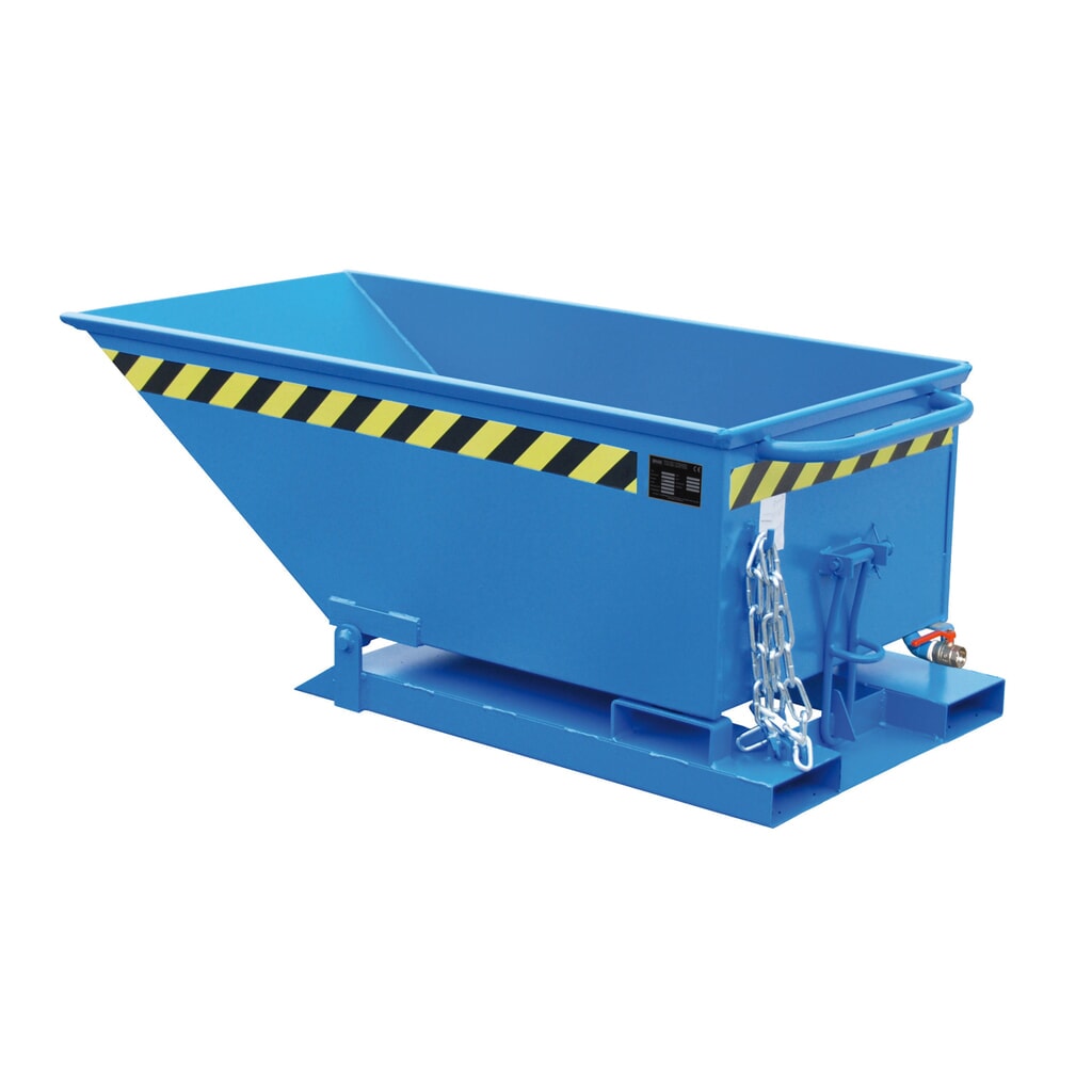Bauer® Späne-Kippmulde, niedrige Mulde, lackiert, Volumen 0,25 m³, RAL 5012 lichtblau Produktabbildung: Bauer® Späne-Kippmulde, niedrige Mulde, lackiert, Volumen 0,25 m³, RAL 5012 lichtblau
