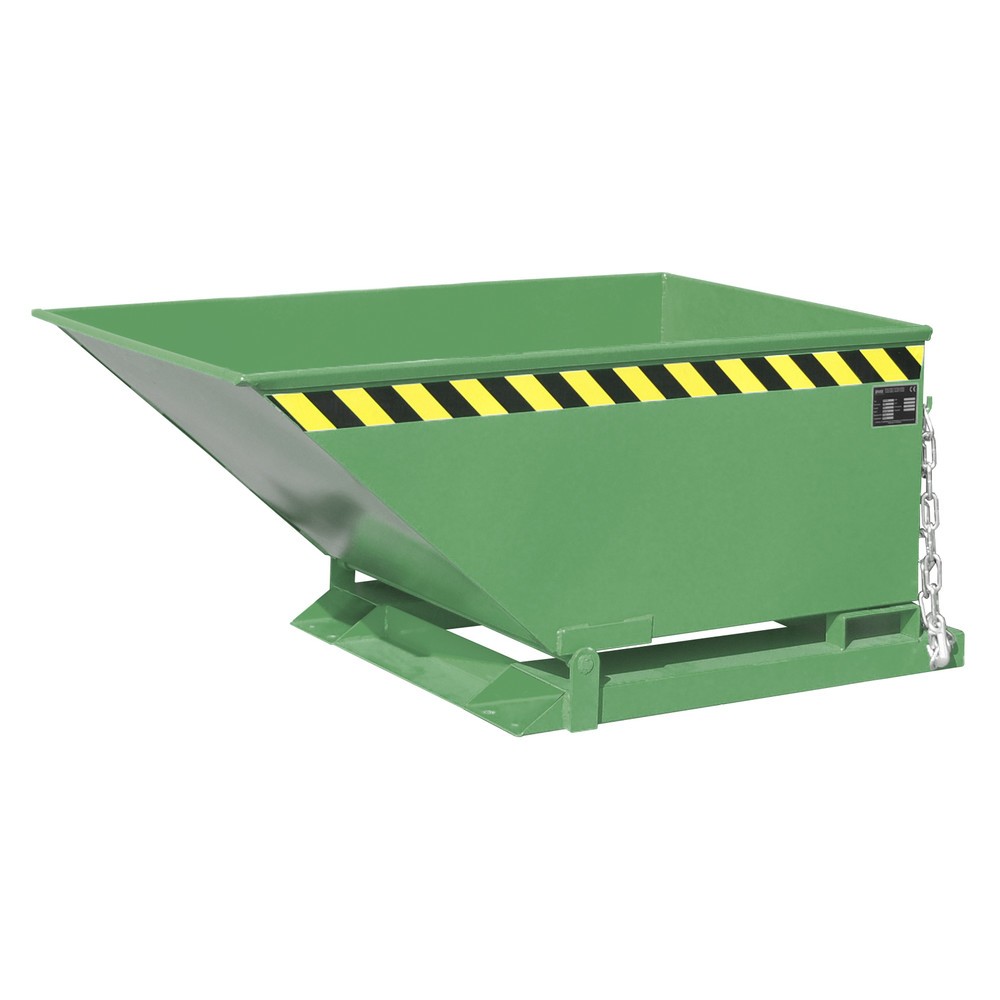 Produktabbildung: Bauer® Späne-Kippmulde, niedrige Mulde, lackiert, Volumen 0,4 m³, RAL 6011 resedagrün