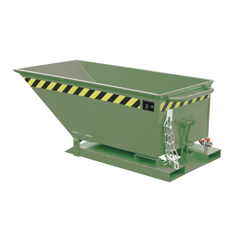 Produktabbildung: Bauer® Späne-Kippmulde, niedrige Mulde, lackiert, Volumen 0,25 m³, RAL 6011 resedagrün