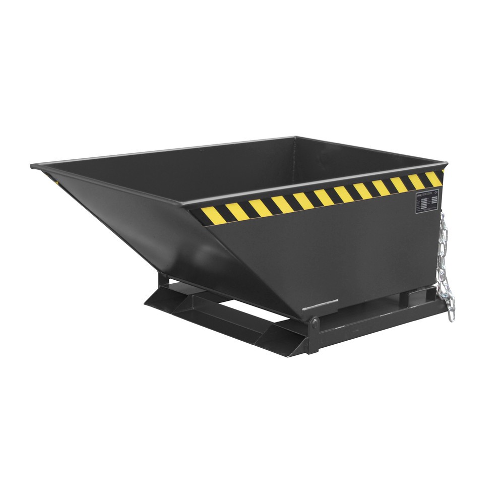 Produktabbildung: Bauer® Späne-Kippmulde, niedrige Mulde, lackiert, Volumen 0,4 m³, RAL 7021 schwarzgrau