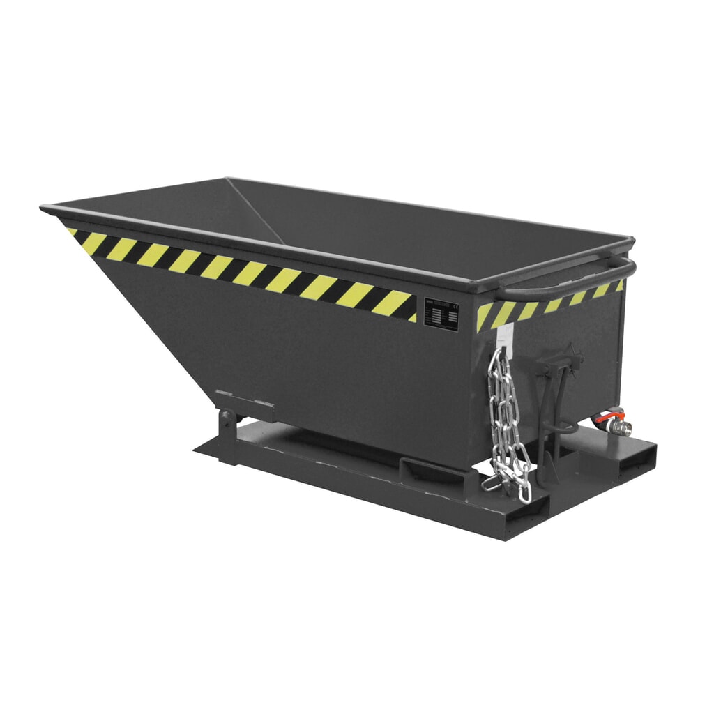 Bauer® Späne-Kippmulde, niedrige Mulde, lackiert, Volumen 0,25 m³, RAL 7021 schwarzgrau Produktabbildung: Bauer® Späne-Kippmulde, niedrige Mulde, lackiert, Volumen 0,25 m³, RAL 7021 schwarzgrau