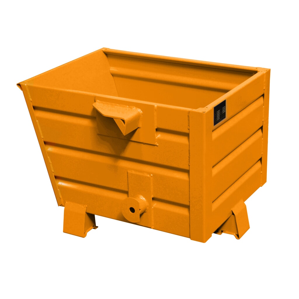 Bauer® Stapelbarer Kippbehälter, lackiert, Volumen 0,3 m³, RAL 2000 gelborange Produktabbildung: Bauer® Stapelbarer Kippbehälter, lackiert, Volumen 0,3 m³, RAL 2000 gelborange