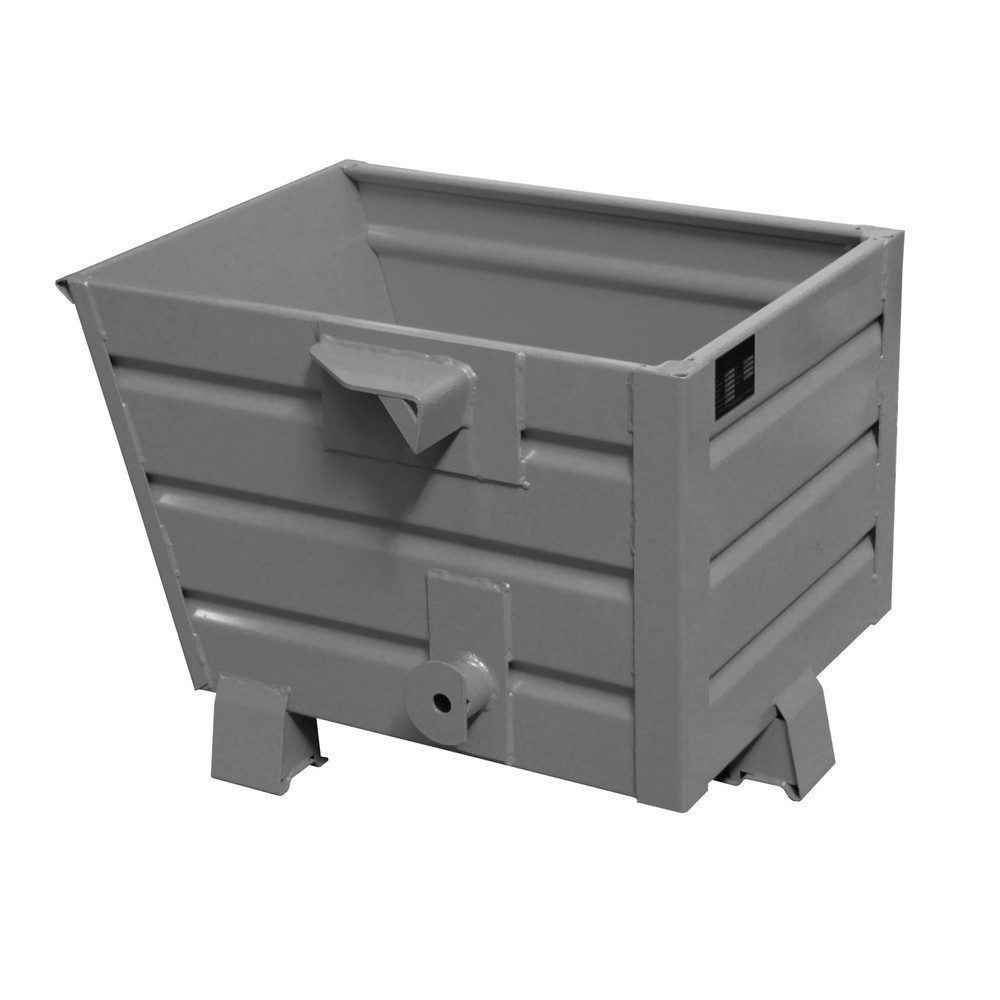 Produktabbildung: Bauer® Stapelbarer Kippbehälter, lackiert, Volumen 0,3 m³, RAL 7005 mausgrau