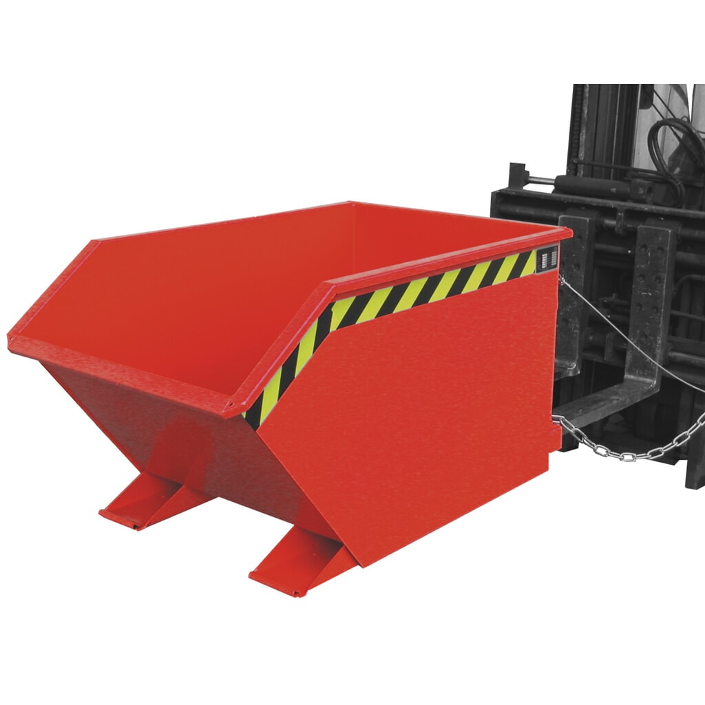 Produktabbildung Nr. 1: Bauer® Späne-Kippbehälter, Zwischenboden aus Lochblech, lackiert, Volumen 0,5 m³, RAL 3000 feuerrot