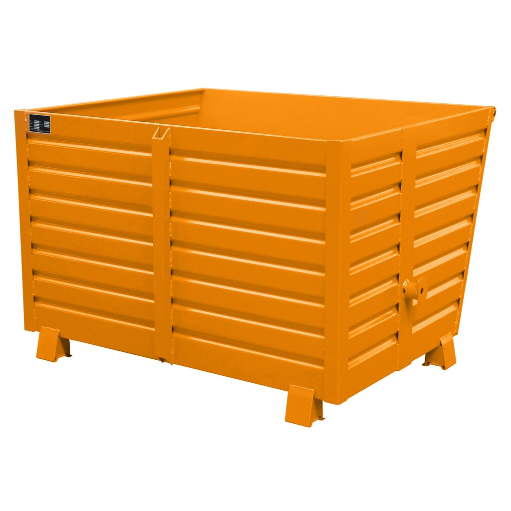 Produktabbildung: Bauer® Stapelbarer Kippbehälter, lackiert, Volumen 1,5 m³, RAL 2000 gelborange