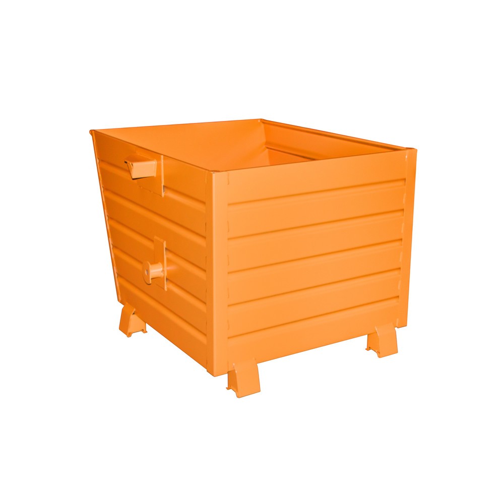 Produktabbildung: Bauer® Stapelbarer Kippbehälter, lackiert, Volumen 0,9 m³, RAL 2000 gelborange