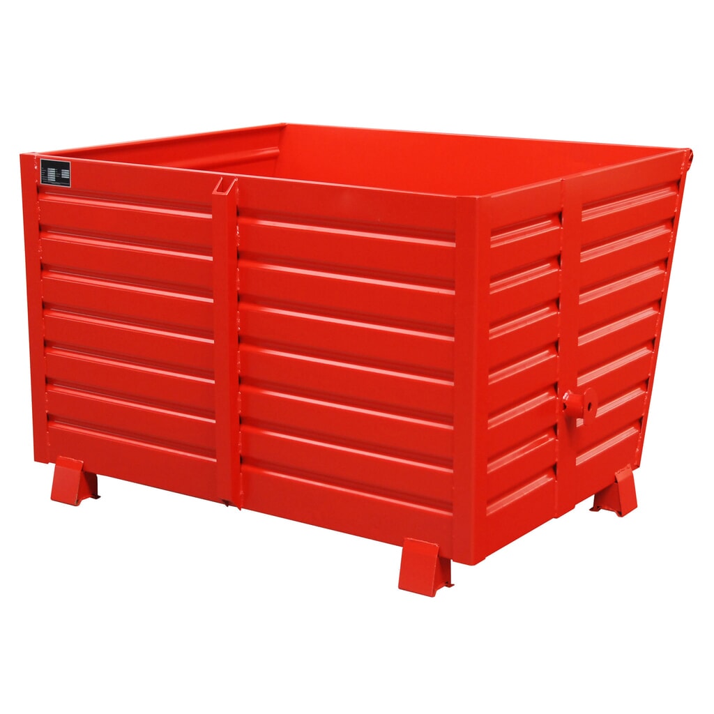 Produktabbildung: Bauer® Stapelbarer Kippbehälter, lackiert, Volumen 1,5 m³, RAL 3000 feuerrot