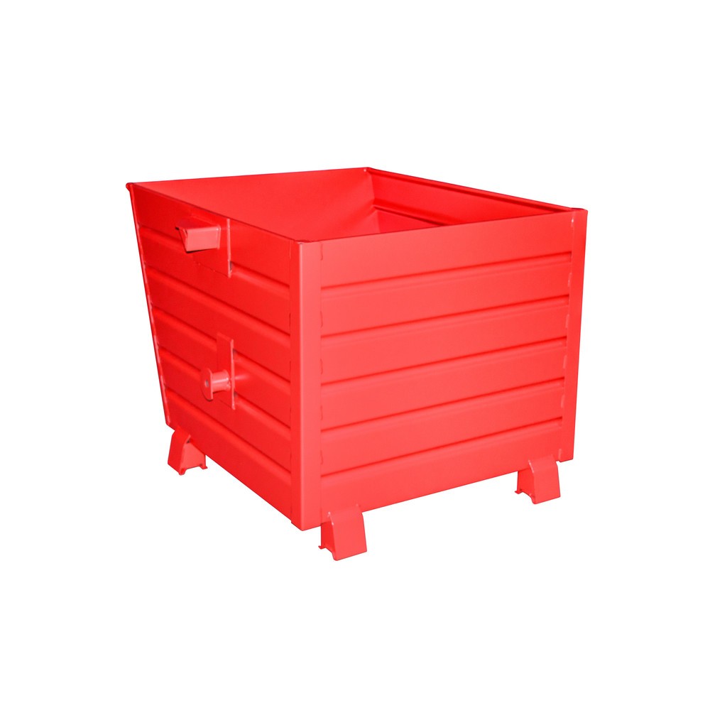 Produktabbildung: Bauer® Stapelbarer Kippbehälter, lackiert, Volumen 0,9 m³, RAL 3000 feuerrot