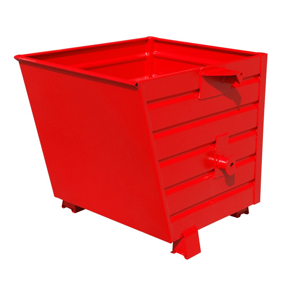 Produktabbildung: Bauer® Stapelbarer Kippbehälter, lackiert, Volumen 0,55 m³, RAL 3000 feuerrot