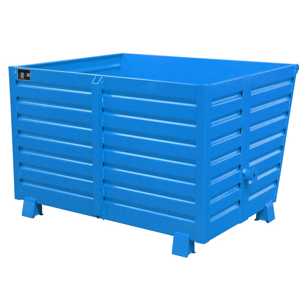 Bauer® Stapelbarer Kippbehälter, lackiert, Volumen 1,5 m³, RAL 5012 lichtblau Produktabbildung: Bauer® Stapelbarer Kippbehälter, lackiert, Volumen 1,5 m³, RAL 5012 lichtblau