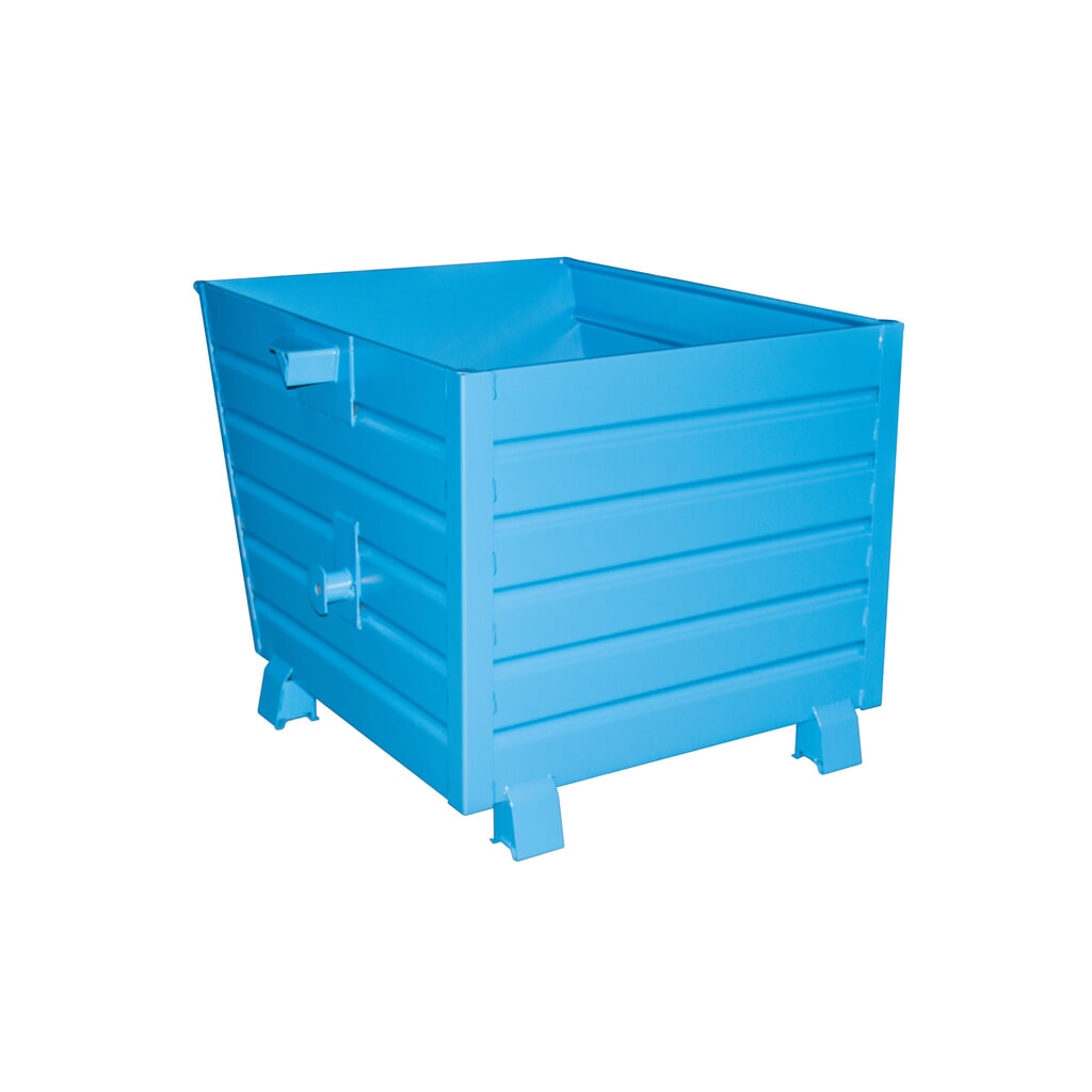 Bauer® Stapelbarer Kippbehälter, lackiert, Volumen 0,9 m³, RAL 5012 lichtblau Produktabbildung: Bauer® Stapelbarer Kippbehälter, lackiert, Volumen 0,9 m³, RAL 5012 lichtblau