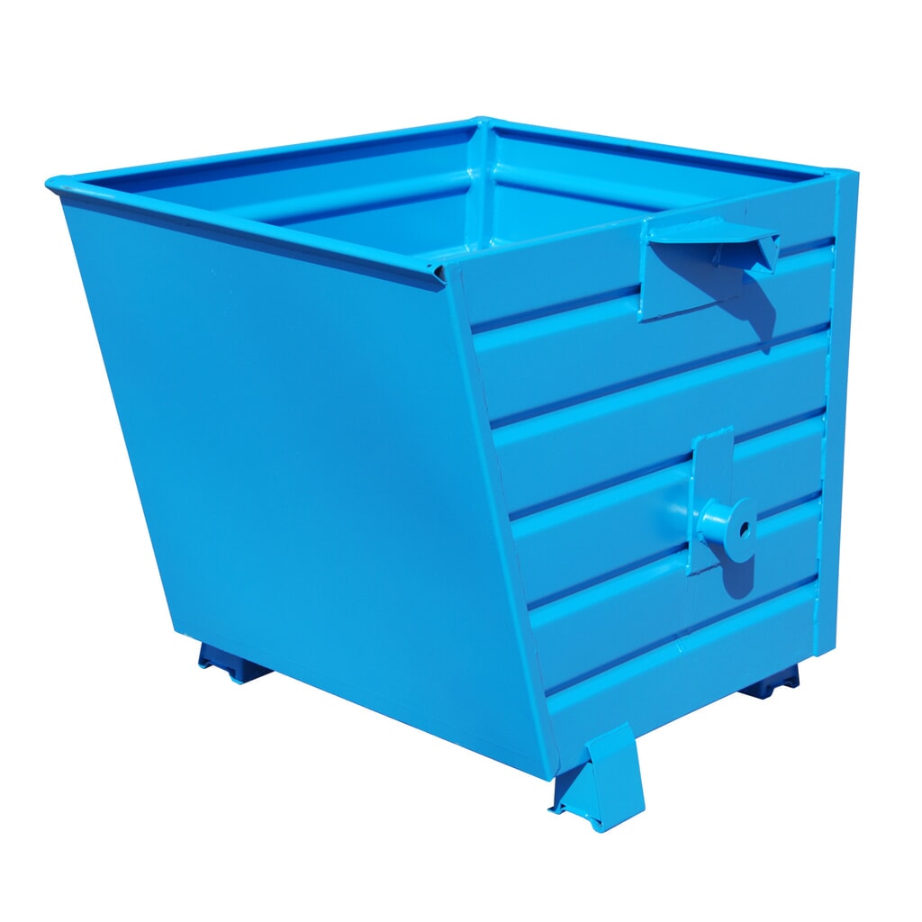Bauer® Stapelbarer Kippbehälter, lackiert, Volumen 0,55 m³, RAL 5012 lichtblau Produktabbildung: Bauer® Stapelbarer Kippbehälter, lackiert, Volumen 0,55 m³, RAL 5012 lichtblau