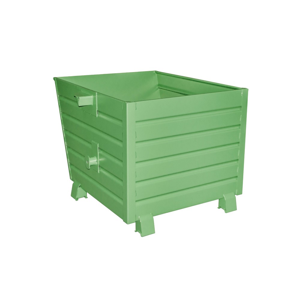 Produktabbildung: Bauer® Stapelbarer Kippbehälter, lackiert, Volumen 0,9 m³, RAL 6011 resedagrün