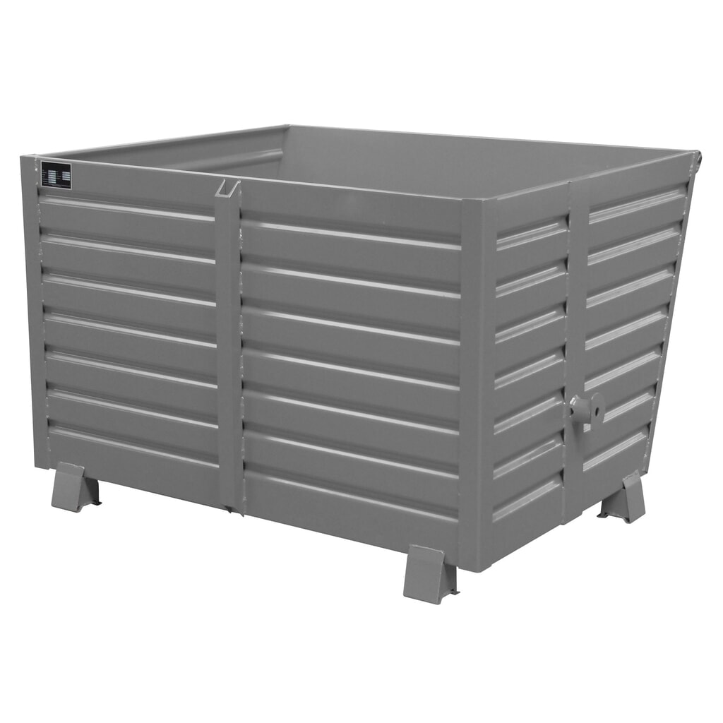 Bauer® Stapelbarer Kippbehälter, lackiert, Volumen 1,5 m³, RAL 7005 mausgrau Produktabbildung: Bauer® Stapelbarer Kippbehälter, lackiert, Volumen 1,5 m³, RAL 7005 mausgrau