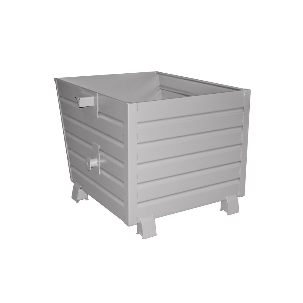 Produktabbildung: Bauer® Stapelbarer Kippbehälter, lackiert, Volumen 0,9 m³, RAL 7005 mausgrau