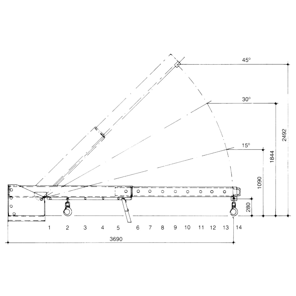 Produktabbildung Nr. 4: Bauer® Kranarm Modell 1, Reichweite bis 3.690 mm, TK bis 2.500 kg, gelborange