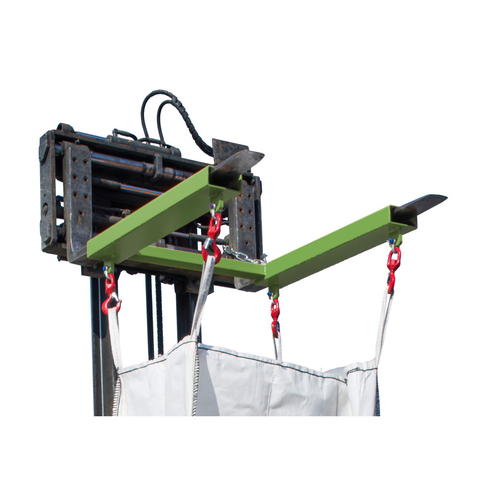 Produktabbildung Nr. 2: Bauer® Traverse für BIG BAG, Stapleraufnahme mit 4 Wirbellasthaken, TK 1.250 kg, lackiert, RAL 6011 resedagrün
