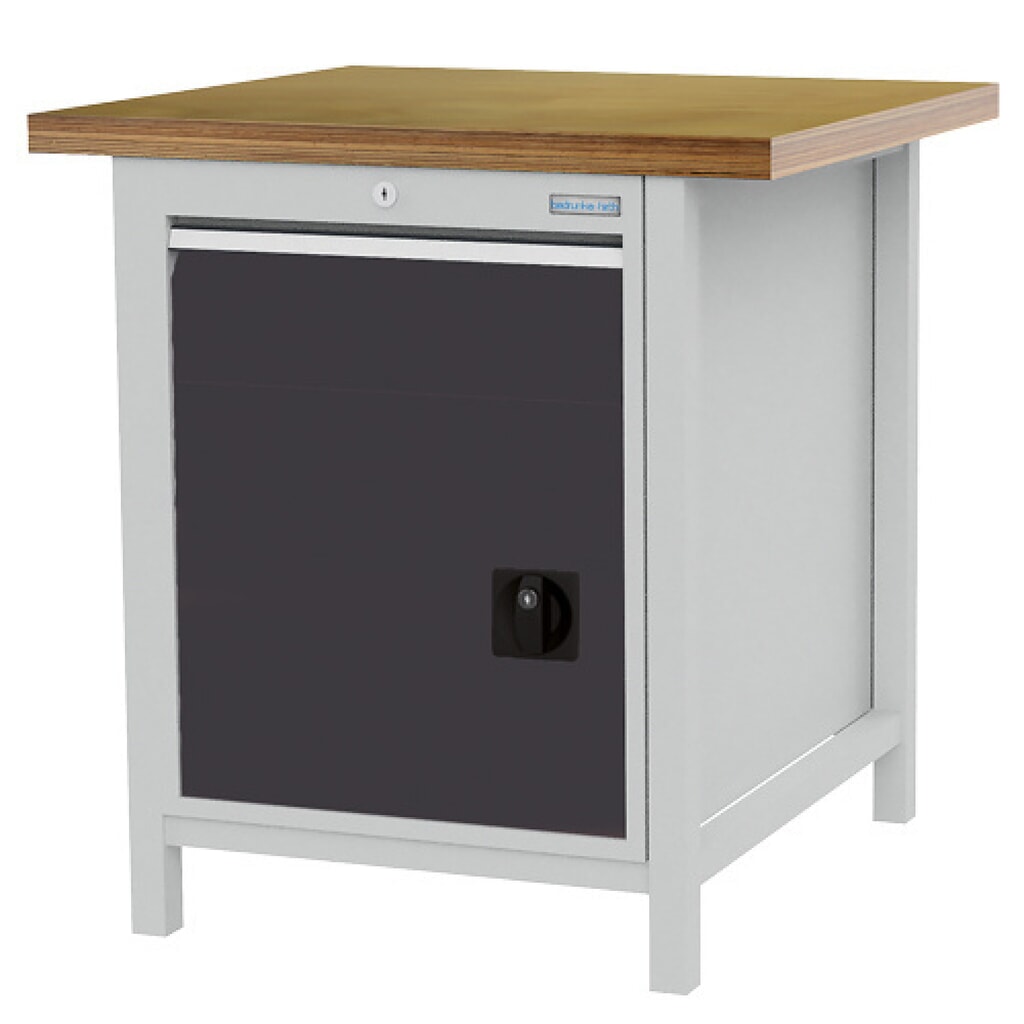 Produktabbildung Nr. 1: Bedrunka+Hirth Kastenwerkbank R 18-24, HxBxT 859 x 810 x 750 mm, lichtgrau, anthrazitgrau, 1 Schublade 1x150 mm, 1 Flügeltür 1x450 mm
