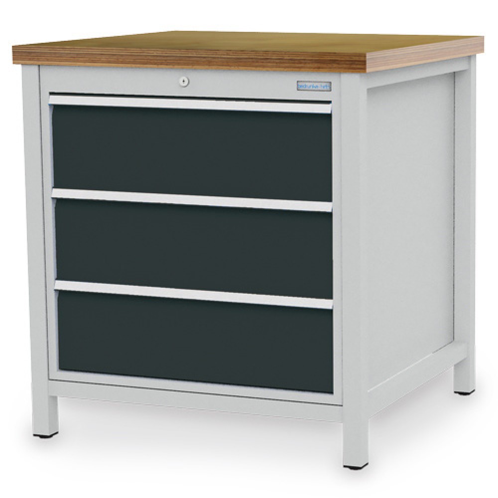 Produktabbildung Nr. 1: Bedrunka+Hirth Kastenwerkbank R 24-24, HxBxT 859 x 810 x 750 mm, lichtgrau, anthrazitgrau, 3 Schubladen 3x200 mm