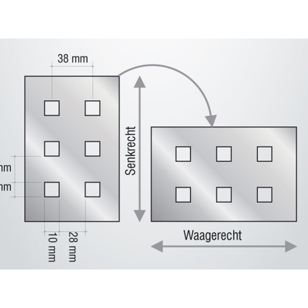 Bedrunka+Hirth Lochplatte mit 2 klappbaren Flügeln, HxB 300 x 1.200 mm Produktabbildung Nr. 2: Bedrunka+Hirth Lochplatte mit 2 klappbaren Flügeln, HxB 300 x 1.200 mm