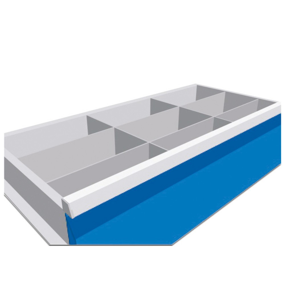 Produktabbildung: Bedrunka+Hirth Metalleinteilung für Werkstattwagen Maxmobile, 2 Mittelfachschienen, für Fronthöhe 150 mm