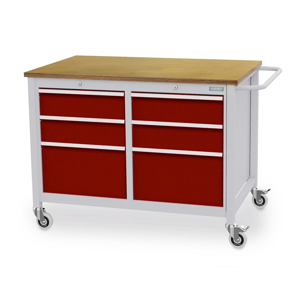 Produktabbildung Nr. 1: Bedrunka+Hirth Mobile Werkbank, 6 Schubladen, rubinrot