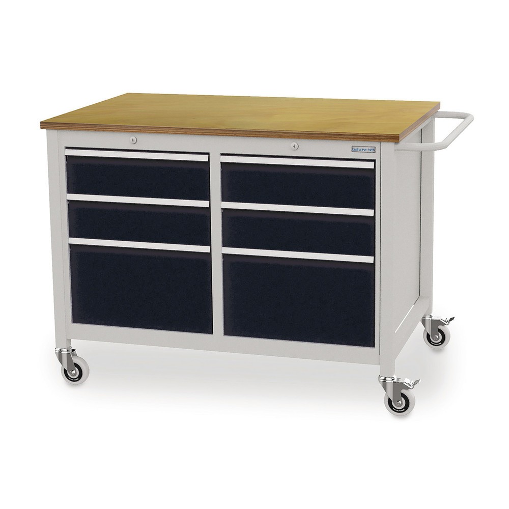 Produktabbildung: Bedrunka+Hirth Mobile Werkbank, 6 Schubladen, tiefschwarz