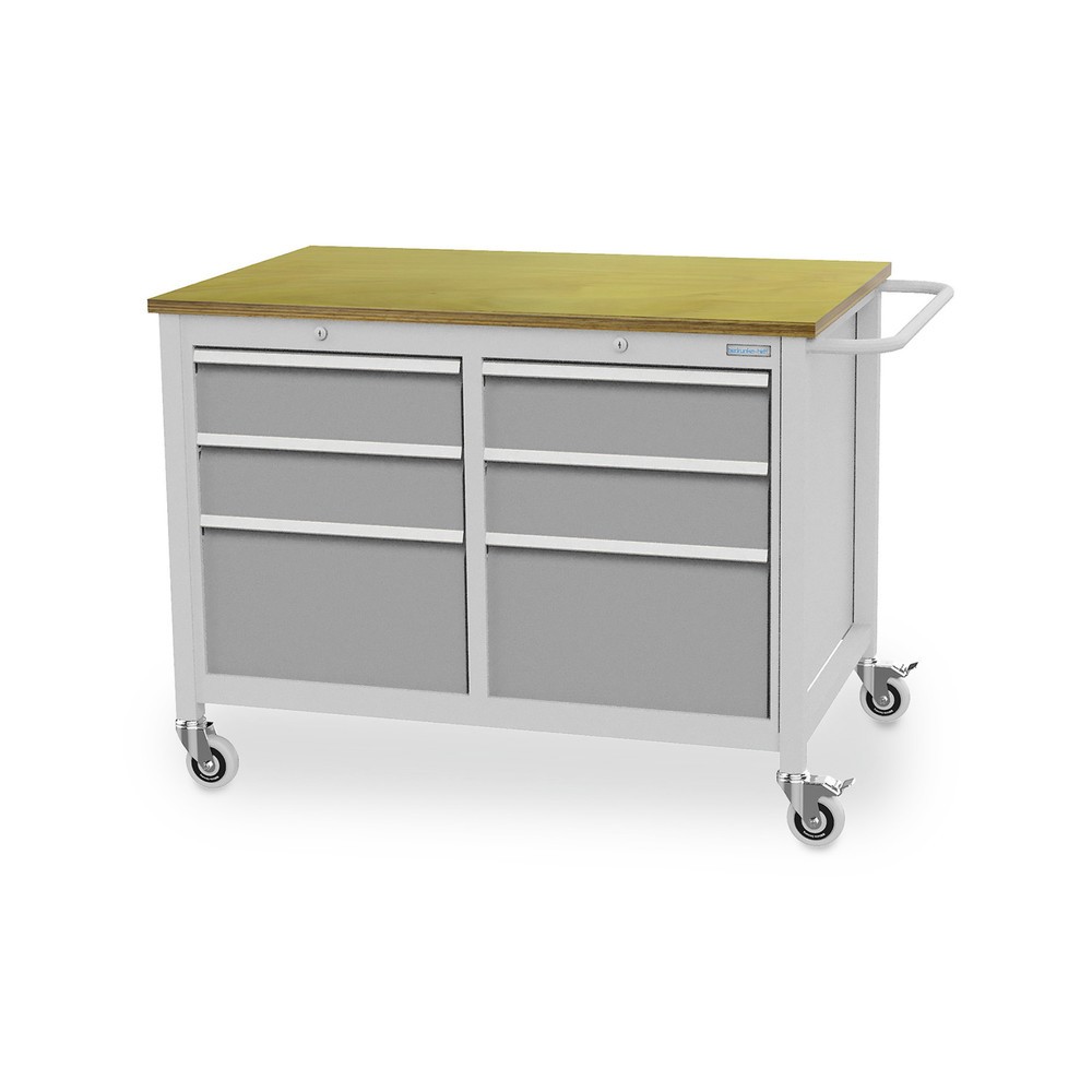 Produktabbildung Nr. 1: Bedrunka+Hirth Mobile Werkbank, 6 Schubladen, weißaluminium