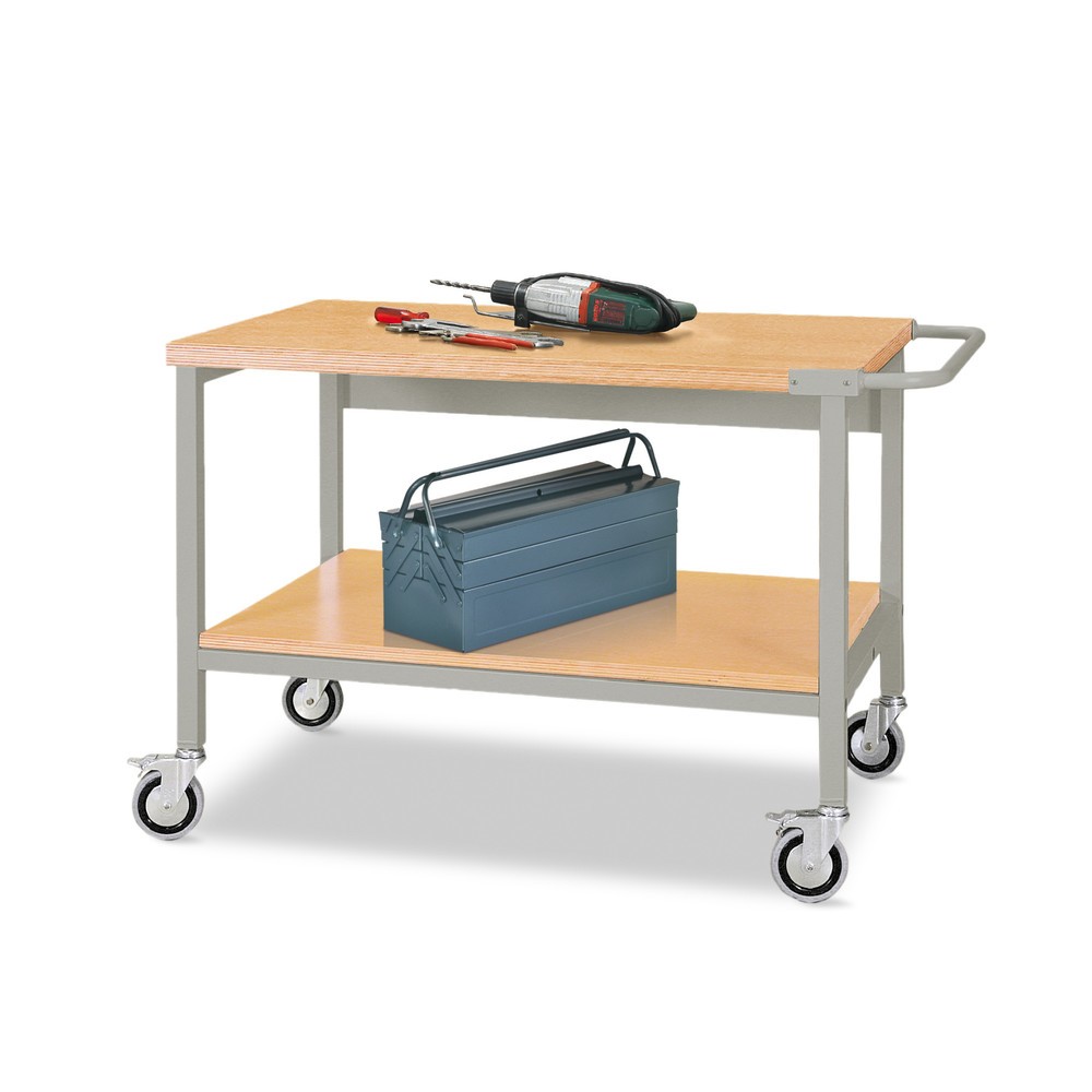 Produktabbildung Nr. 1: Bedrunka+Hirth Mobile Werkbank mit Rollen, 2 Holzböden à 1.200 x 750 mm, TK 400 kg