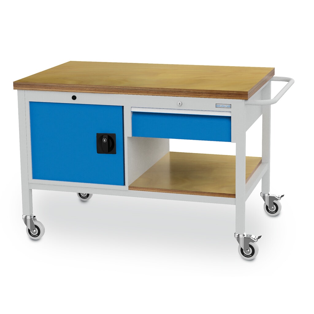 Bedrunka+Hirth Mobile Werkbank, Schrank, 1 Schublade, lichtblau Produktabbildung Nr. 1: Bedrunka+Hirth Mobile Werkbank, Schrank, 1 Schublade, lichtblau