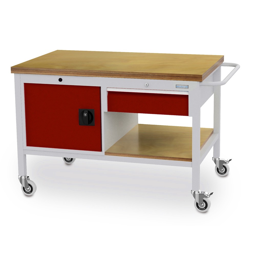 Produktabbildung Nr. 1: Bedrunka+Hirth Mobile Werkbank, Schrank, 1 Schublade, rubinrot